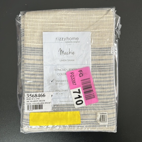SINGLE Rizzy Home Mackie Standard Linen Sham - Picture 3 of 5